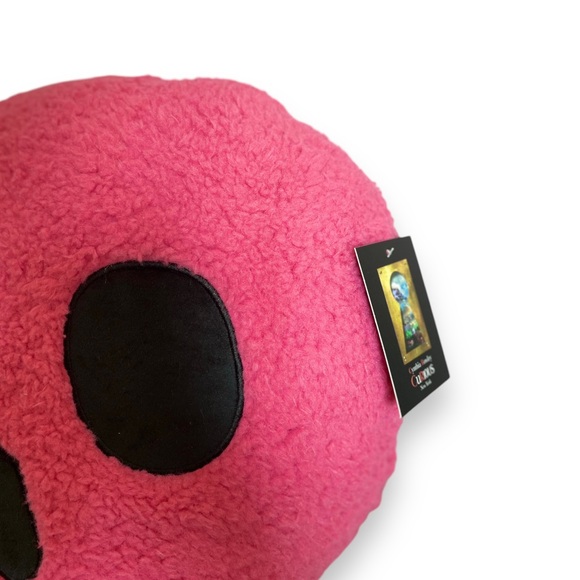 Cynthia Rowley Sherpa Sugar Skull / Halloween Neon Pink Throw Pillow - Picture 5 of 6